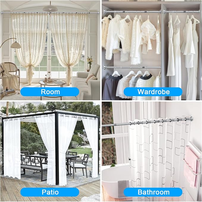 TEECK Shower Curtain Rod, 32-43 inch Adjustable Spring Tension Curtain Rod - Image 8