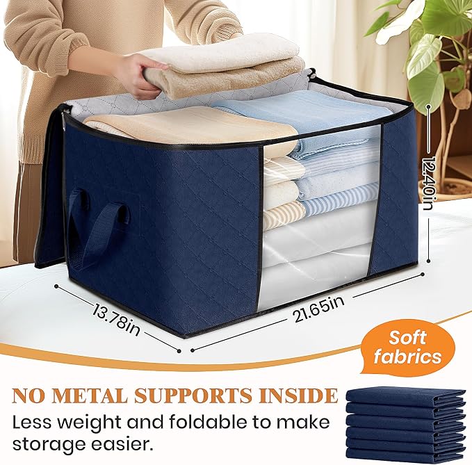 6 Pack Storage Bags for Clothes Blanket Storage Bins - Image 2