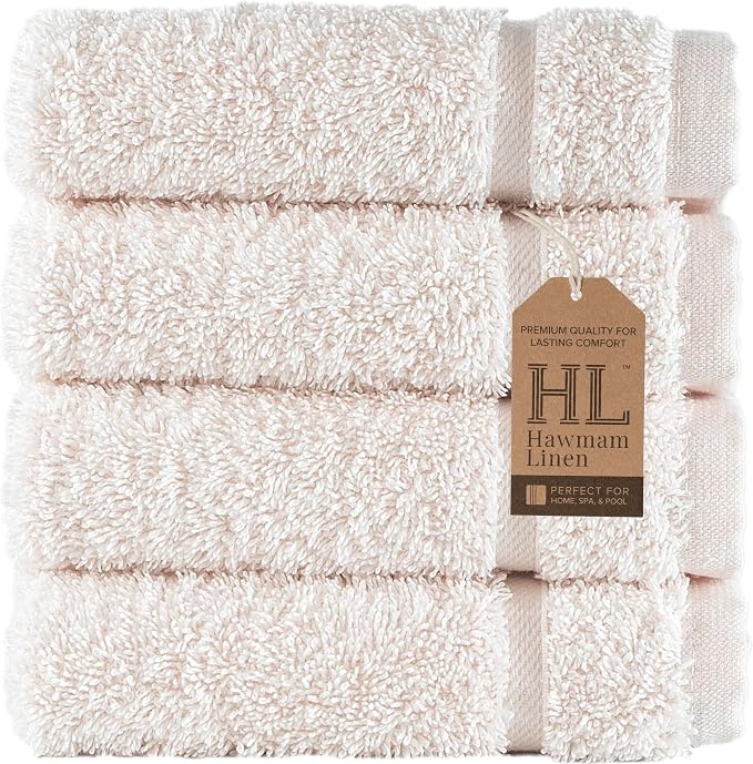 Cream Washcloth Linen Set Premium Original Turkish Cotton, Hotel Quality by HawmamLinen