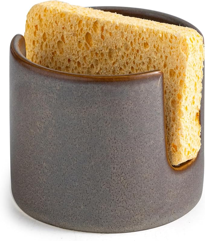 Zoeeker Ceramic Sponge Holder for Kitchen Sink, Dish Sponge Caddy Scrubby Caddy by LAUCHUH