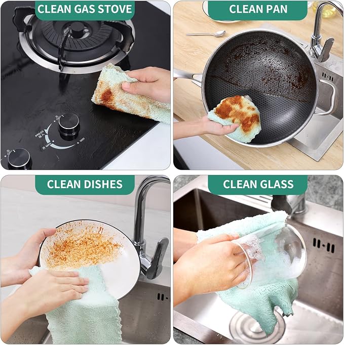 Bessrung 20 Pack Kitchen Dish Cloths Absorbent Microfiber Cleaning Cloth - Image 4
