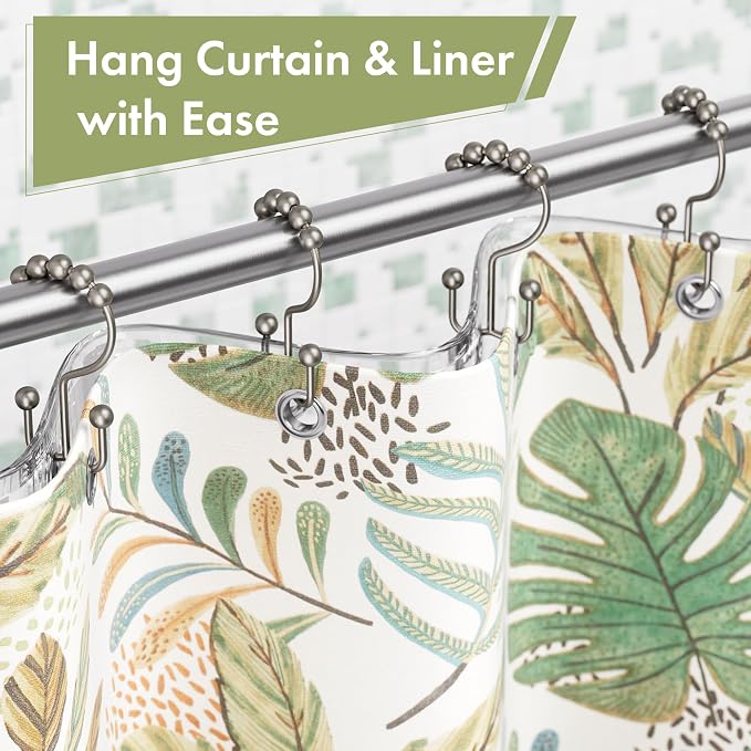 Amazer Shower Curtain Rings, Rust-Resistant Metal Double Shower Hooks - Image 6
