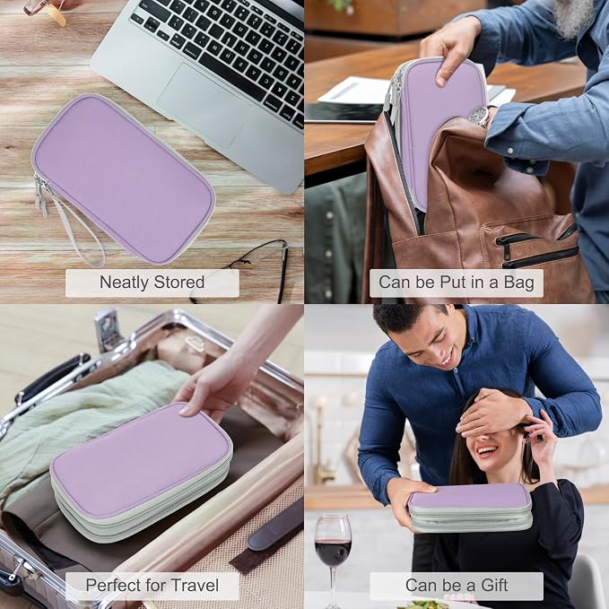 FYY Electronic Organizer, Travel Tech Pouch Bag, Light Purple | Wrist Strap - Image 7