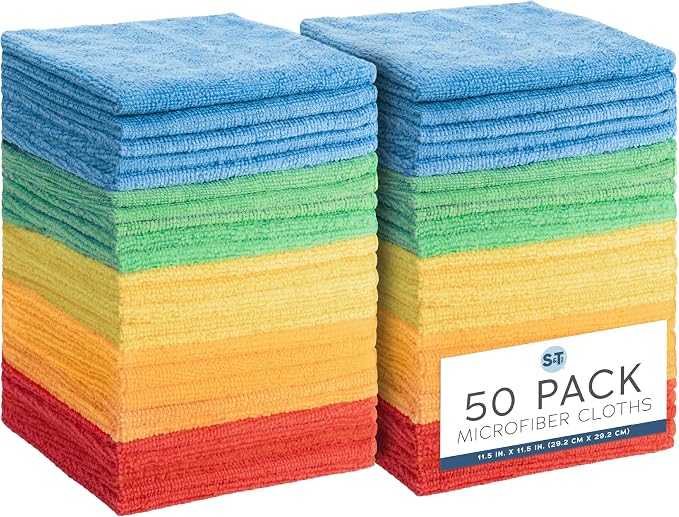 S&T INC. Microfiber Cleaning Cloth, 50 Pack, 11.5" x 11.5" by STINC