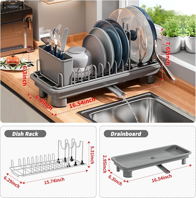 Small Dish Drying Rack, Stainless Steel - Image 3