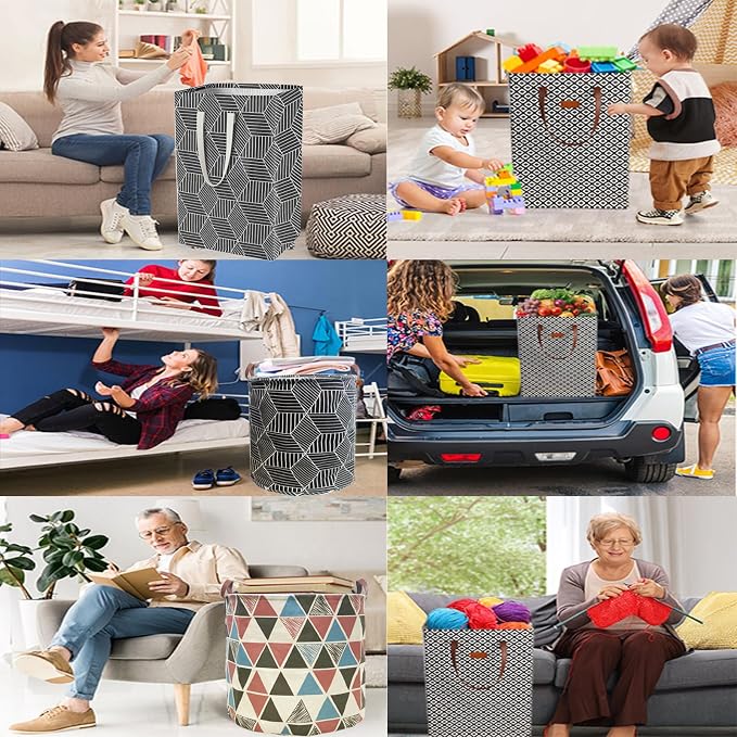 Waterproof Laundry Hamper Collapsible Laundry Basket Leather Handle Laundry Bag - Image 7