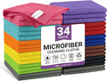34 Pack Microfiber Cleaning Cloth, 11 Assorted Colors Cleaning Rags by Unknown