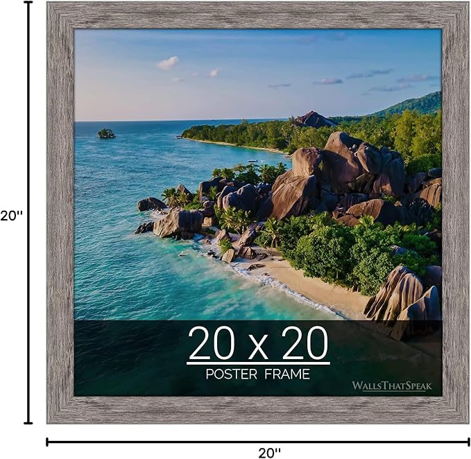 wallsthatspeak 20x20 Gray Barnwood Picture Frame for Puzzles Posters Photos or Artwork