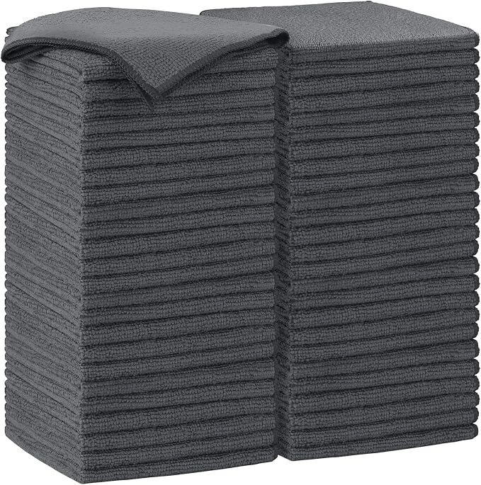AIDEA Grey Microfiber Cleaning Cloth-50PK, Cleaning Rags 12"x 12" Absorbent | by AIDEAHOME