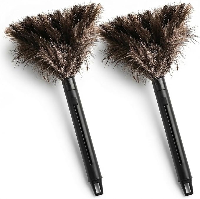 Goaste 2 Pack Ostrich Feather Duster, 15 Inch Fluffy Natural Feather Duster by Goaste