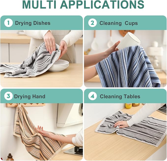 SALAS Kitchen Dish Towels for Drying Dishes, Large Cotton Kitchen Towels - Image 5