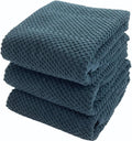 Teal Dark Blue Kitchen Hand Dish Towels, 100% Cotton by SerafinaHome