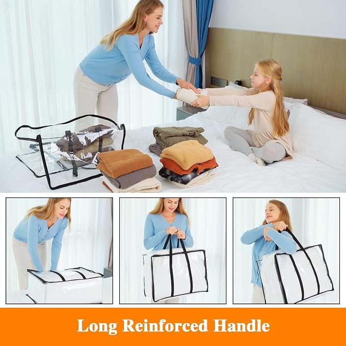 5 Pack Clear Clothes Storage Bags - Image 3