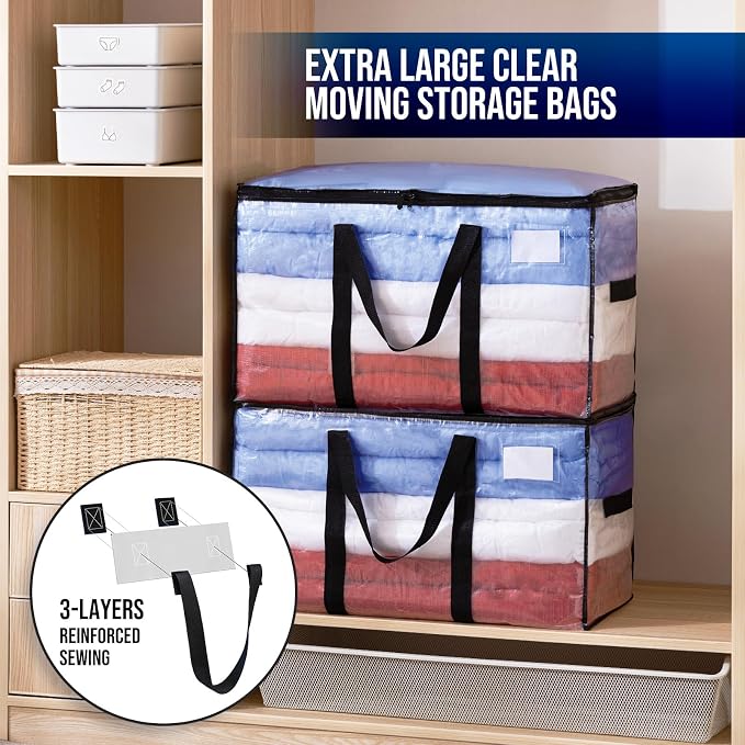 TAILI 4 Pack Clear Extra Large Moving Bags, Storage Bag - Image 2