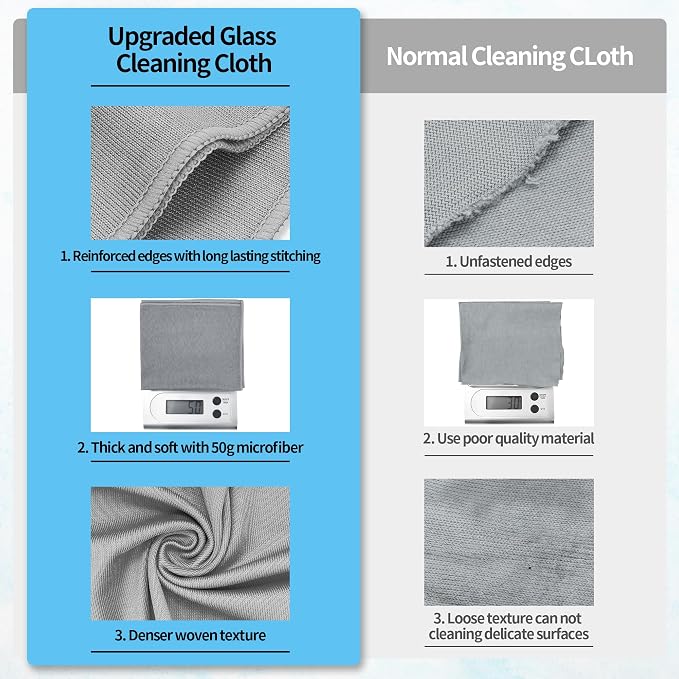 Microfiber Cleaning Cloth, 12 Pack Window Glasses Cleaning Cloth, Reusable - Image 6