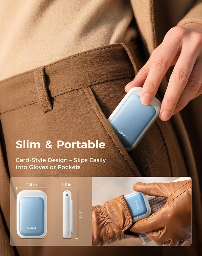 OCOOPA AI Magnetic Hand Warmers Rechargeable 2 Pack, 5000mAh Ultra-Thin Electric Glove Heater Handwarmer,UL Certified, Men Women Gifts for Christmas,Birthday,Winter Essentials,UT4 Young