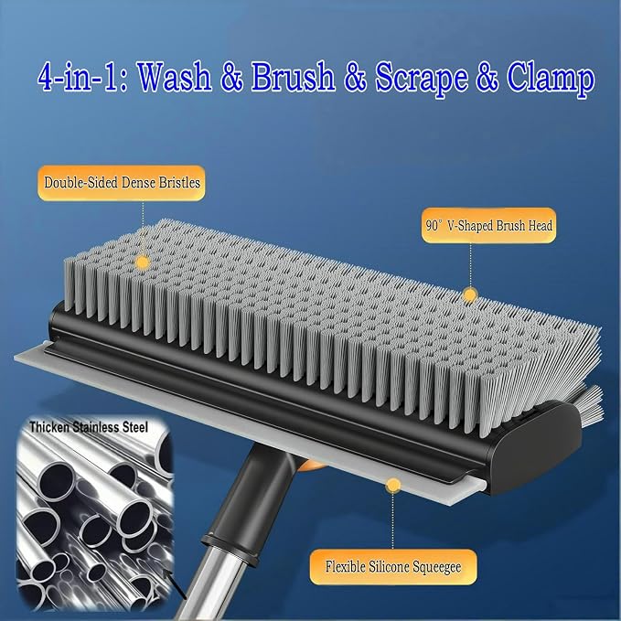 Floor Scrub Brush with Squeegee Long Handle 3 in 1 tub Brush 52'' 2026 Upgraded - Image 3