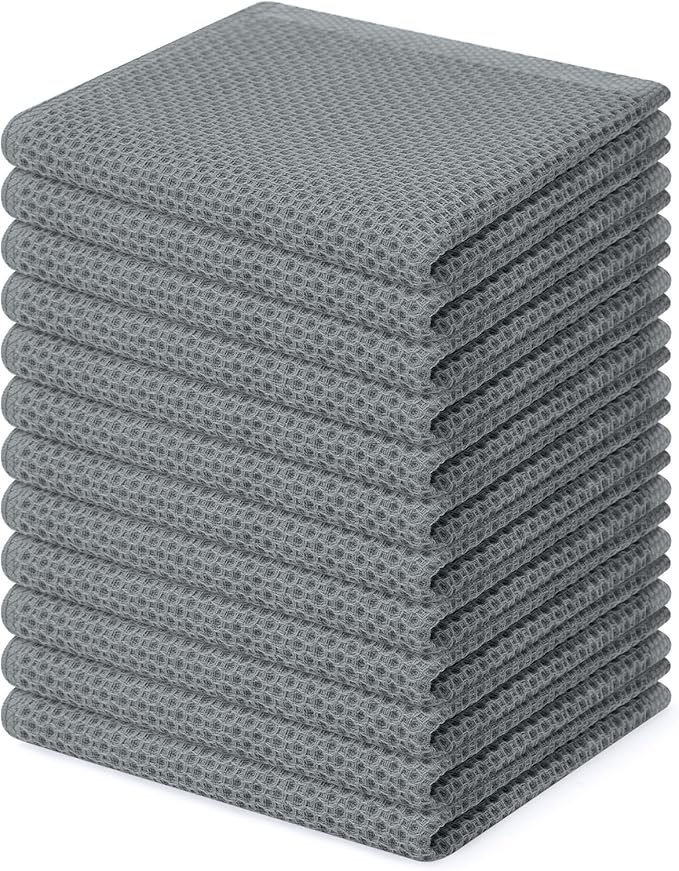 Homaxy 100% Cotton Waffle Weave Kitchen Dish Cloths 12-Pack, Ultra Soft by Homaxy