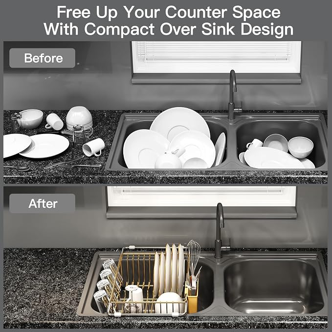 Gold Dish Drying Rack Over The Sink - Image 2