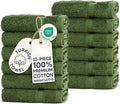 Chakir Turkish Linens 100% Cotton 12-Pack Washcloths 13x13, Moss | Premium by ChakirTurkishLinens