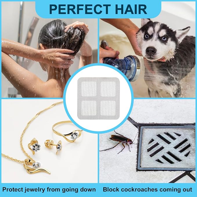 30 Pack Disposable Shower Drain Hair Catcher Mesh Stickers 4"x4" Strong - Image 4