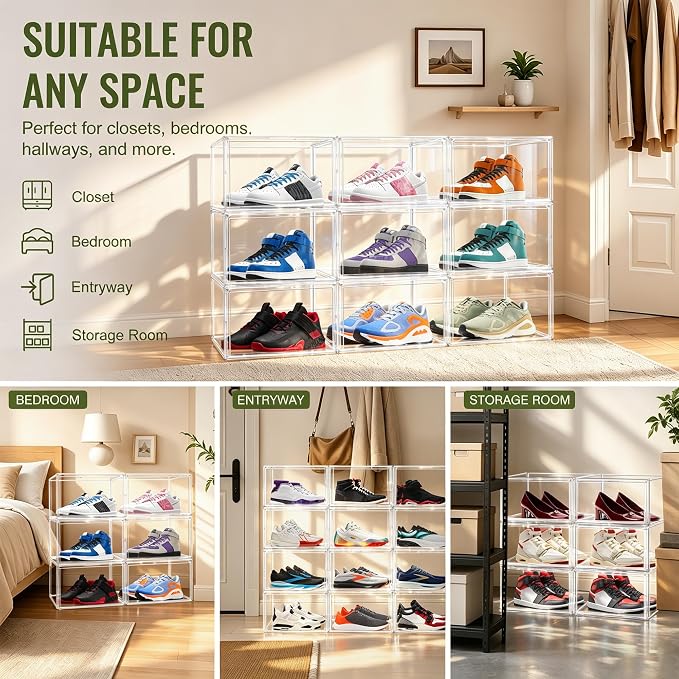 Heavy Duty Acrylic Shoe Box, Size 14, Stackable Everyday Footwear Storage - Image 8