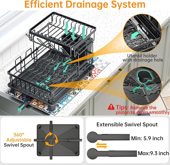 2 Tier Large Detachable Dish Drying Rack - Image 5