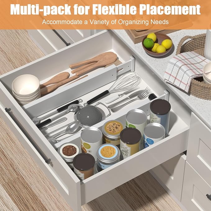 Bamboo Drawer Dividers, Adjustable Drawer Organizers, Fits 17.6–21" Drawers | - Image 2