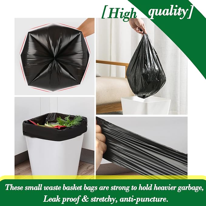 Hommaly 2.6 Gallon 200 pcs Small Black Trash Bags, Strong 2.5 Gallon Garbage - Image 4