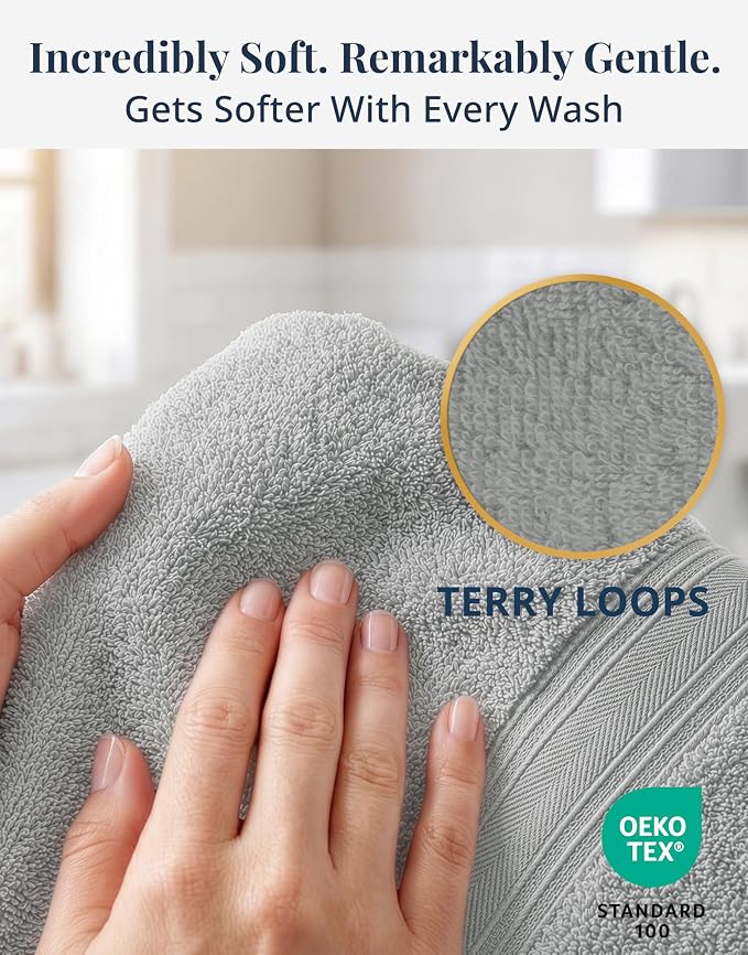 LANE LINEN Hand Towels 100% Cotton 6 Pack Soft Absorbent 16x28 - Image 2