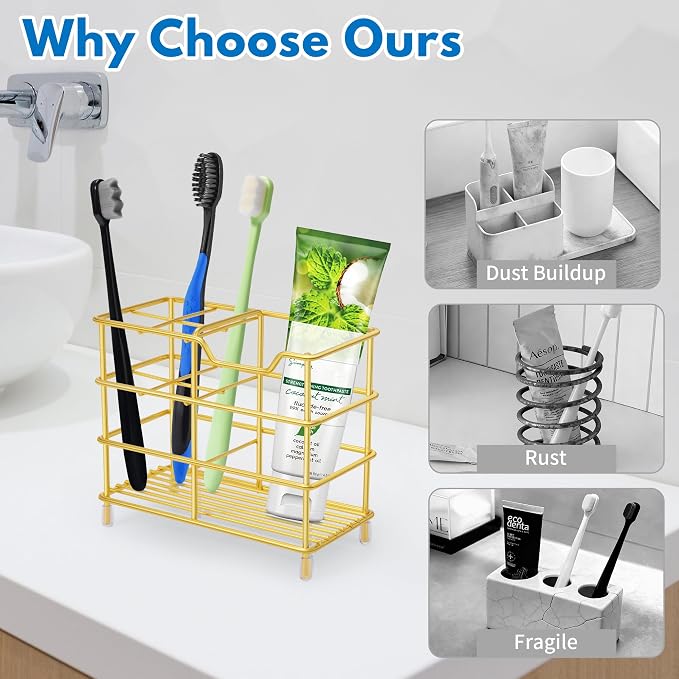 Urbanstrive 304 Stainless Steel Bathroom Toothbrush Holder Toothpaste Holder - Image 2