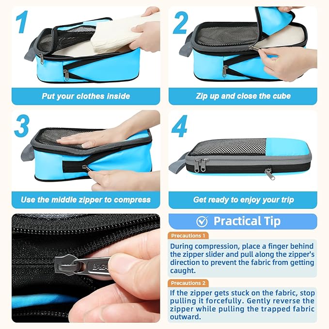 BAGAIL 4 Set/6 Set/8 Set Compression Packing Cubes Travel Accessories - Image 3