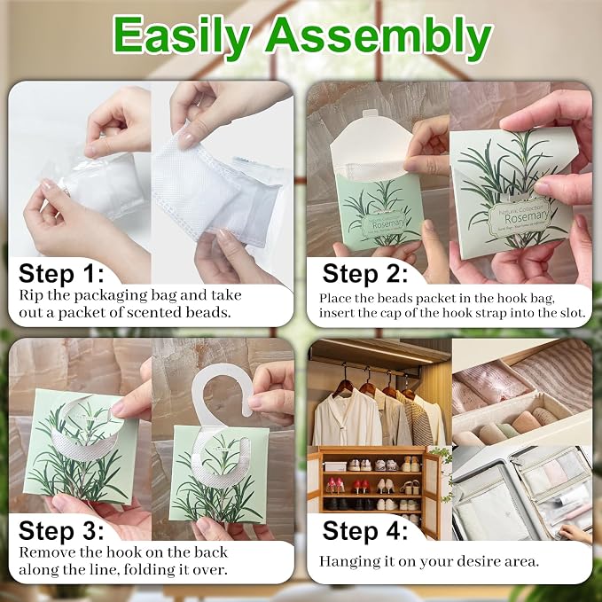 24 Pack Rosemary Sachets for Drawers and Closets, Natural Closet Freshener - Image 8