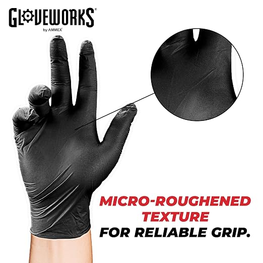 GLOVEWORKS Nitrile Gloves Disposable 5 mil Black Size Large 2 Boxes of 100 - Image 5