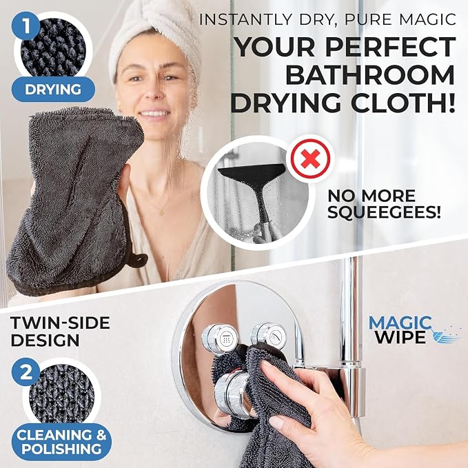MagicWipe® Bathroom Drying Cloth, 1-40 x 60 cm & 2-30 x 40 Microfibre Cleaning - Image 5