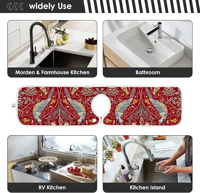 Sink Mat for Faucet Sink Splash Guard Faucet Handle Drip Catcher for Kitchen - Image 7