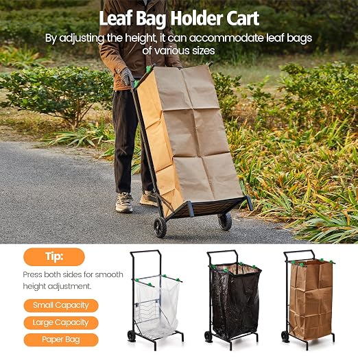 Foldable Leaf Bag Holder, 30-45 Gallon Mobile Trash Bag Stand | Removable Arms - Image 6