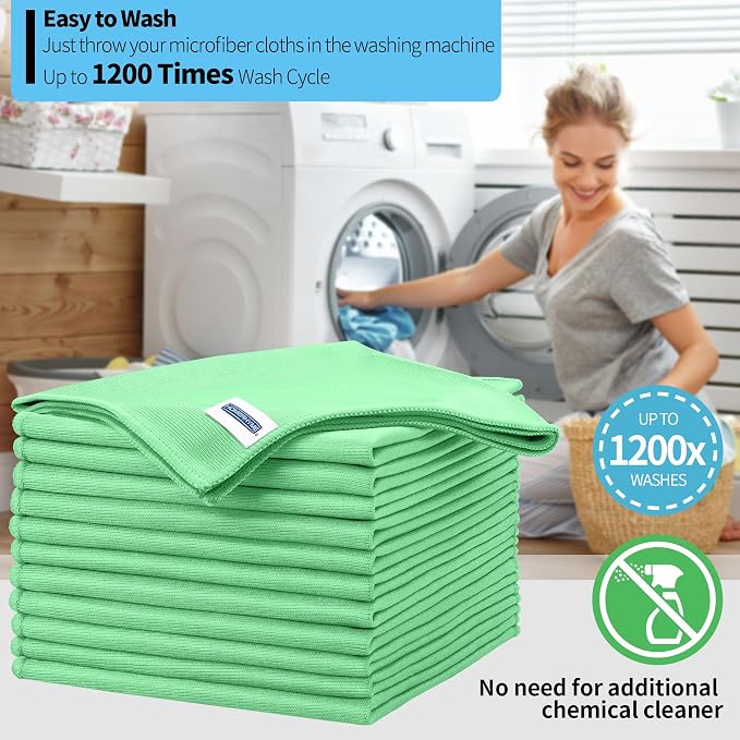 Microfiber Cleaning Cloth, 12 Pack Window Glasses Cleaning Cloth, Reusable - Image 6