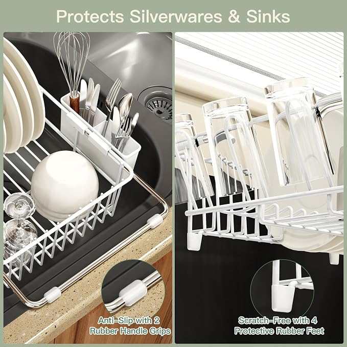 White Dish Drying Rack Over The Sink - Image 6
