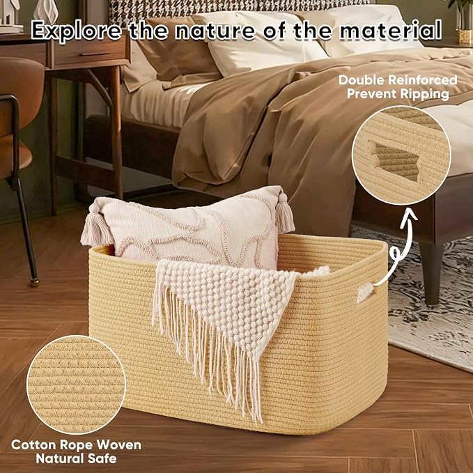 OIAHOMY 75L Large Blanket Basket Woven Storage Basket - Image 5