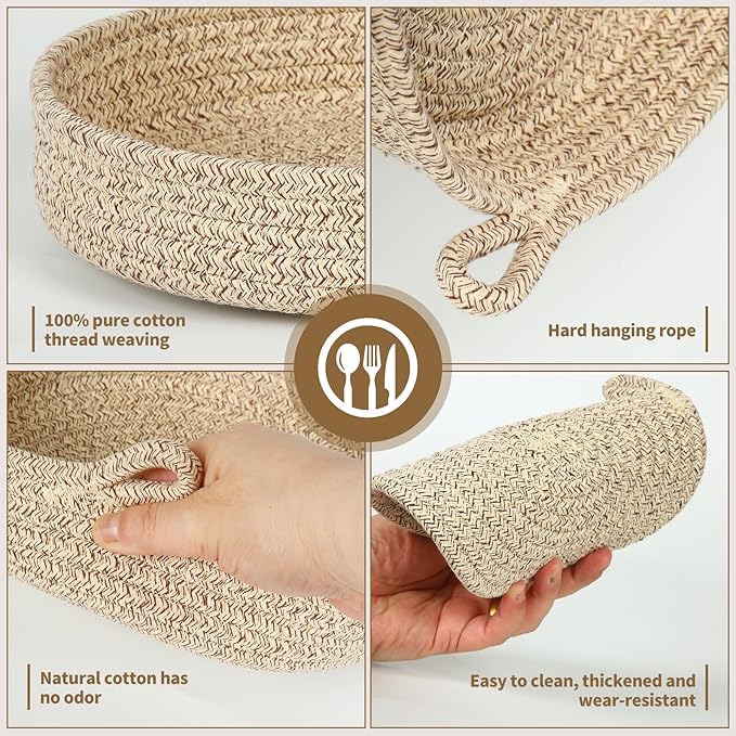 Hot Pads for Quartz Countertops with Storage Basket | 6-Pack 8-Inch Cotton Trivets for Hot Dishes & Pots | Machine Washable Farmhouse Kitchen Decor