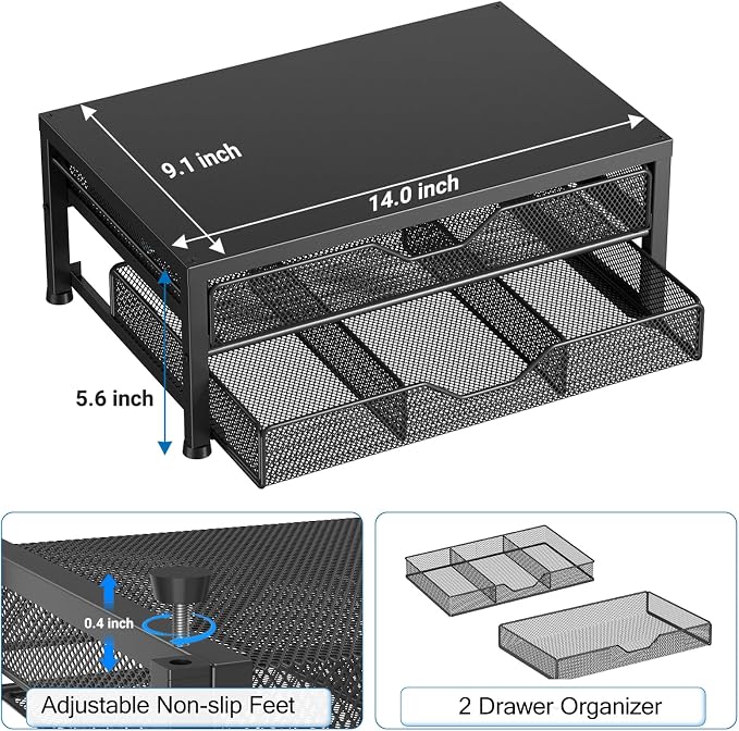 Desk Organizer and Accessories, 2-Tier Computer Monitor Stand Riser - Image 5
