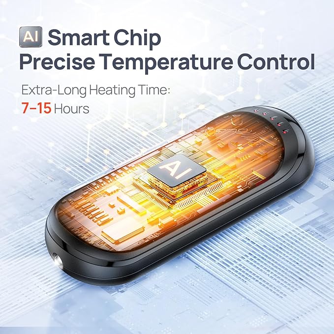 Rechargeable Hand Warmers 2 Pack, 6000mAh Electric Hand Warmer Rechargeable, 2 in 1 Portable Hand Warmers with AI Smart Chips, Outdoor, Hunting, Camping for Family for Christmas