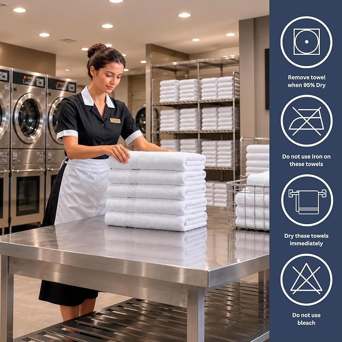 Bulk 72-Pack Premium Commercial Hand Towels, 600 GSM, Designed - Image 6