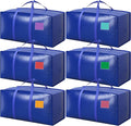 6 Pack Moving Bags with Full-Open Side Zipper, Extra Large 93L Heavy Duty by RMOHRO