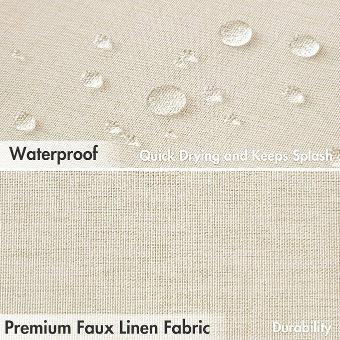 MIULEE 72"x84" Extra Long Scalloped Linen Shower Curtain Ivory - Image 4