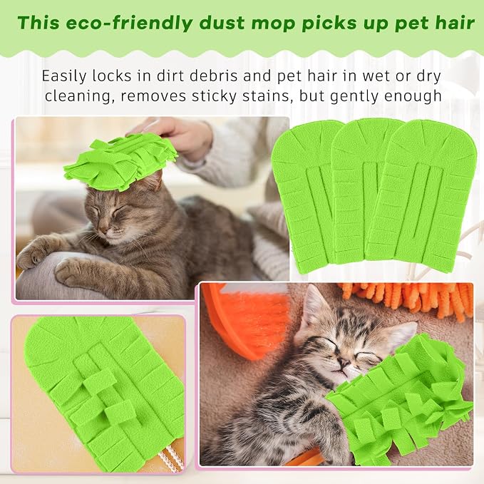 Zubebe 6 Pcs Reusable Duster Refills Fleece, Olive Green | Soft Polyester Fiber - Image 3