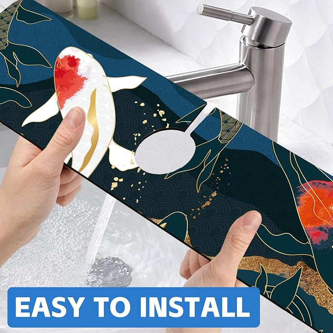 Oriental Japanese Koi Fish Sink Faucet Absorbing Mat Sink Splash Guard Faucet - Image 6