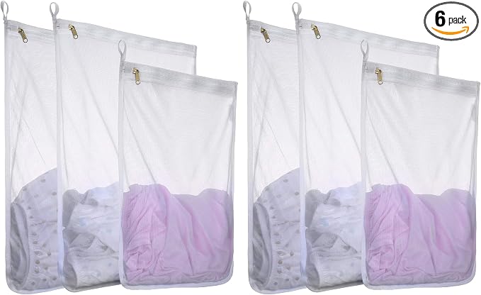Fine Mesh Laundry Bags for Delicates, 6 Pack Reusable Wash Bags by RoomyRoc