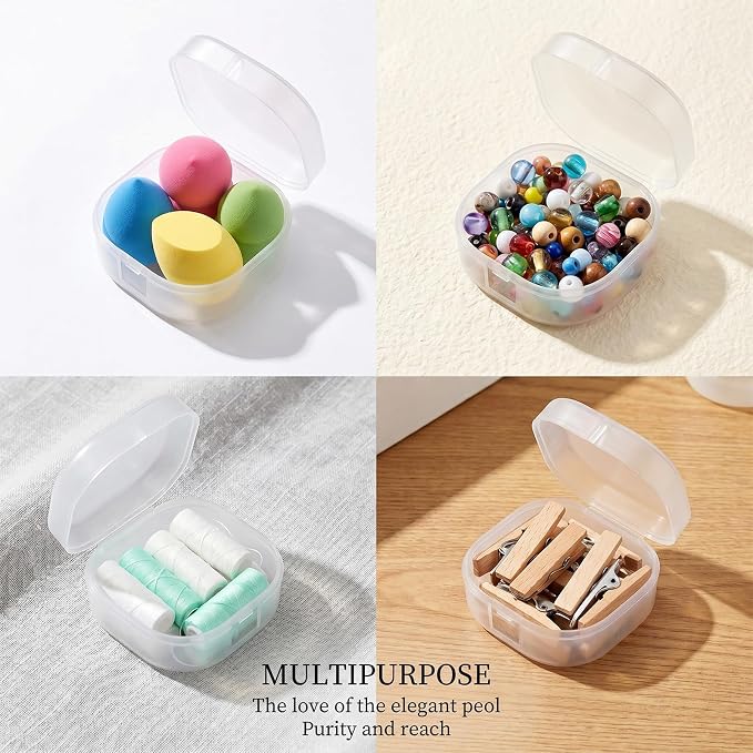 4 Pcs Cotton Round Holder Plastic Makeup Sponge Case - Image 4